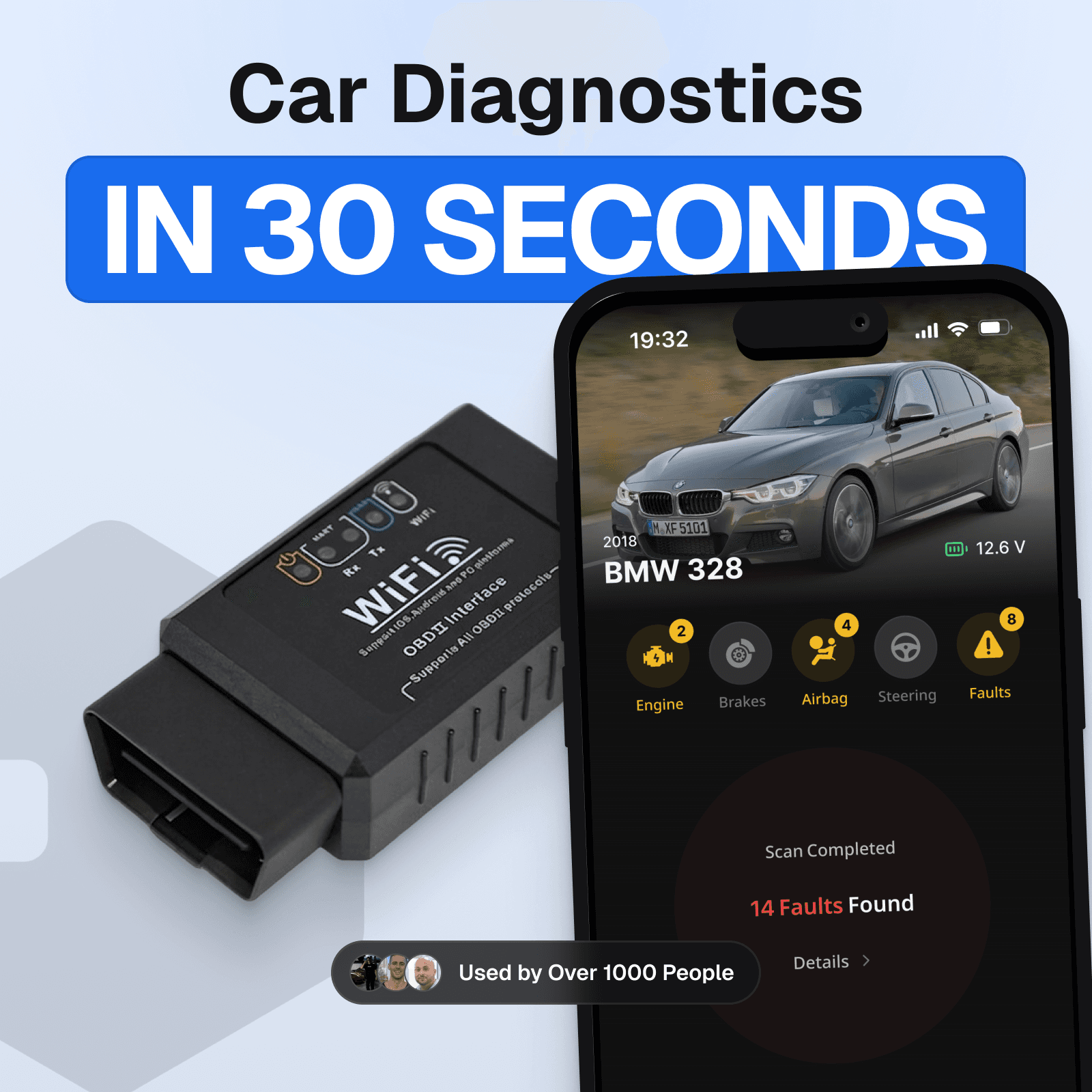 Obede OBD2 scanner and app — car diagnostics in 30 seconds