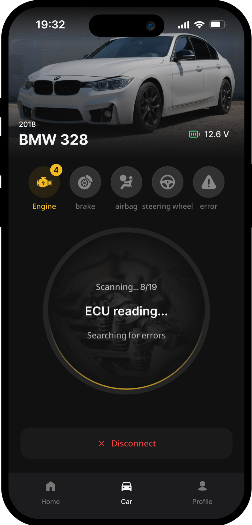 Obede scanning the car's computer